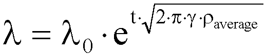 lamda=lamda0*exp(t*sqr(2pi*rho*gamma))
